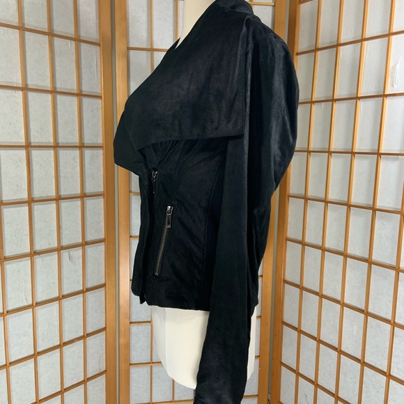 VINCE black paper drape collar leather jacket - Picture 8 of 16